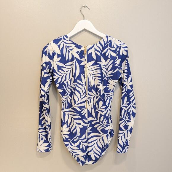 Kate Spade Women One-piece Long Sleeve Rash Guard Blue Berry Swimwear - Size S - Picture 2 of 8